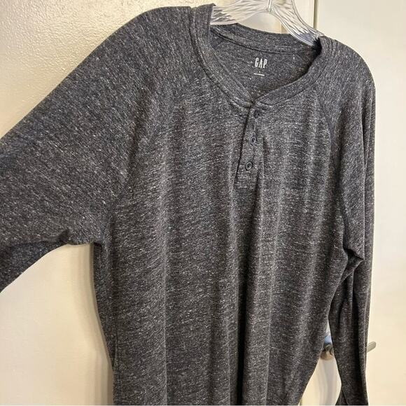 GAP Men's Dark Gray Long Sleeve Henley Shirt Three Button Size L - Picture 4 of 5